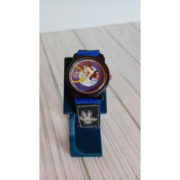 Lotus Youth Mickey Mouse Watch Blue hook and Latch Band Needs New Battery - Picture 1 of 6